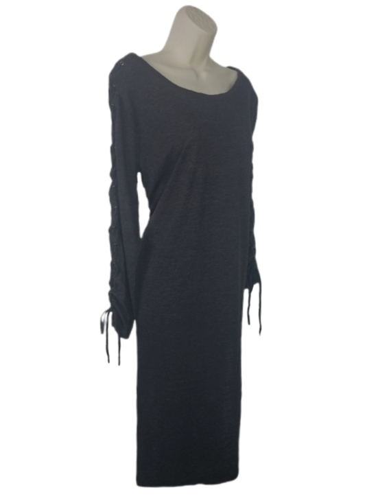 Umgee Dresses & Skirts - Umgee Dress Knit Long Sleeve With Tie-Detail Charcoal Size L